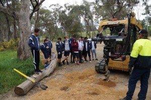 Installing bollards at Shepparton Weir